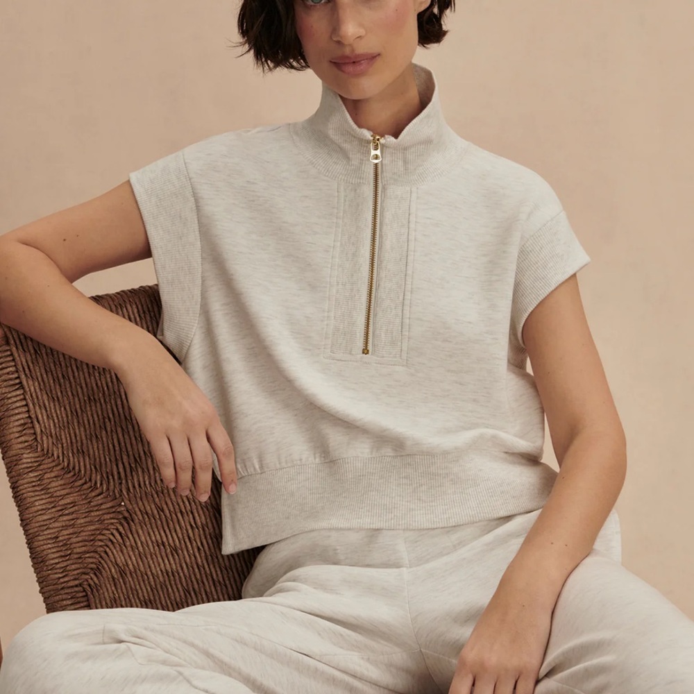 Varley Light Cream Half Zip Sweatshirt